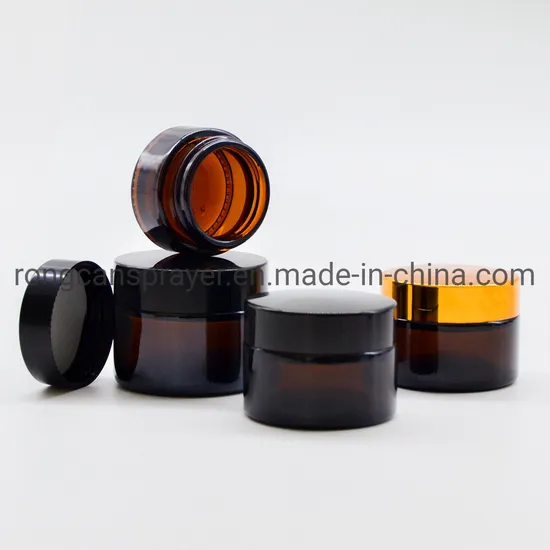 50g White Black Gold Small Round Empty Face Cream Glass Jar Frosted Amber Clear Cosmetic Cream Glass Jar