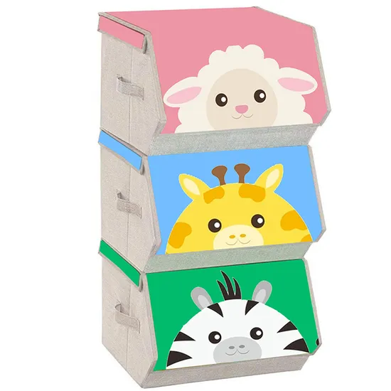 Wholesale Foldable Cartoon Animal Cute Fabric Storage Bin Foldable Stackable