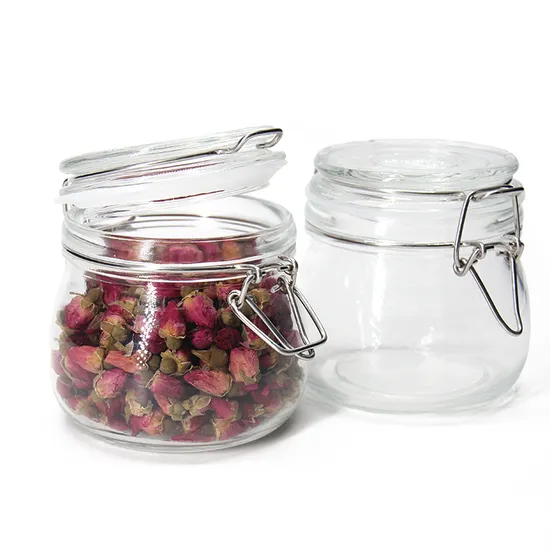 Clear Glass Jars with Tight Sealing Lids for Kitchen Storage
