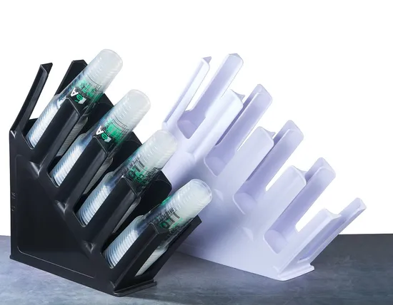 Black 4-Section Slanted Countertop Cup and Lid Organizer