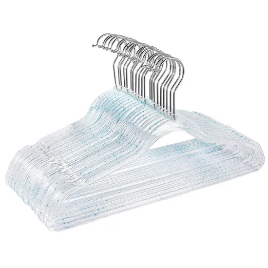 Durable Clear Clothes Hangers Plastic Coat Hanger for Adult Closet with Swivel Hook