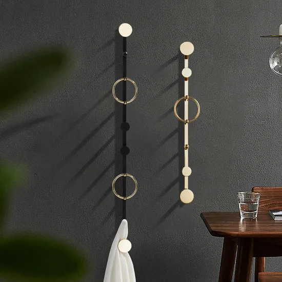 Simple Nordic Style Modern Wall Mount Hanging Brass Gold Coat Rack