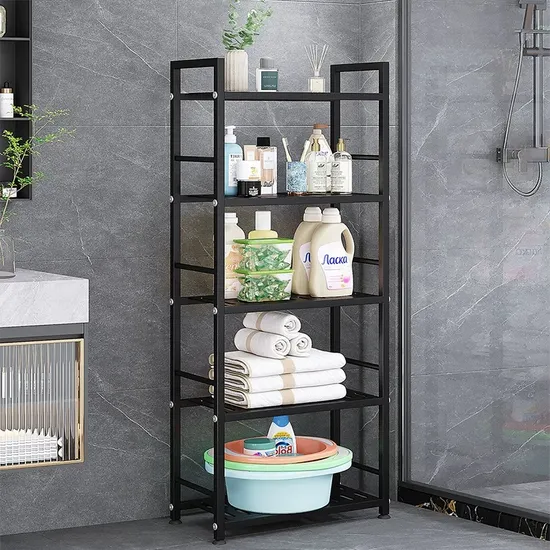Bathroom Storage Shelf Floor-to-Ceiling Toilet Perforation-Free Kitchen Wrought Iron Storage Shelf