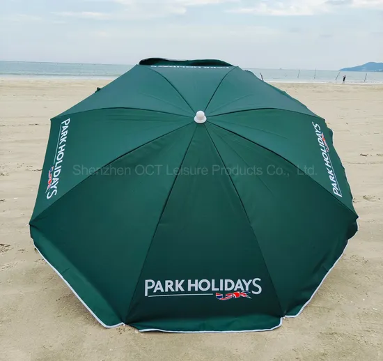Beach Umbrella Parasol Outdoor Parasol Umbrella with Custom Prints in Dark Green (OCT-BUAD31)