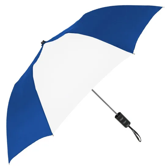 Cheap Wholesale Blue White Auto Open 2 Fold High Quality Small Folding Sun and Rain Umbrella for Man