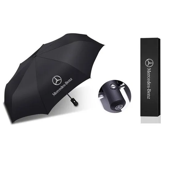 Black Benz Promotion Customized Logo Wholesale High Grad Aluminum Alloy Material Full Automatic Folding Umbrella