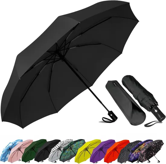 Outdoor ODM Promotional UV Automatic Rain Windproof Sun Custom 3 Folding Umbrella