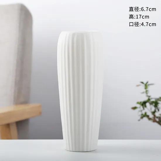 Factory Direct Sales of The New Chinese Minimalist Ceramic Vase, Suitable as a Living Room Decorative Item, Featuring a Modern White Design.