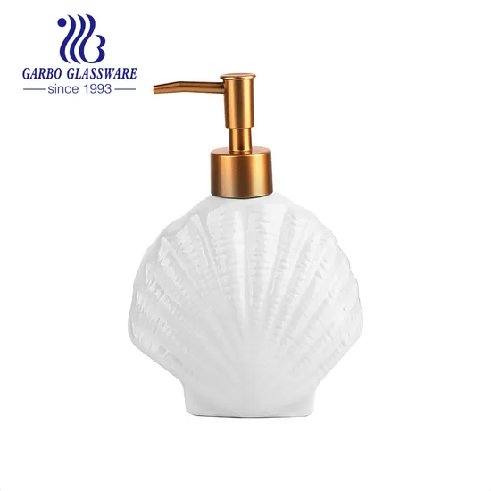 Shell Shaped Soap Dispenser Refillable Ceramic Lotion Bottle Liquid Organic Soap for Hotel