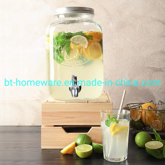 Wholesale 1gallon 4000 Ml Clear Mason Jar Dispenser with Metal Lid Faucet and Jar Holder Perfect for Beer Day Tea Coffee Cocoa Juice Cold Drinks
