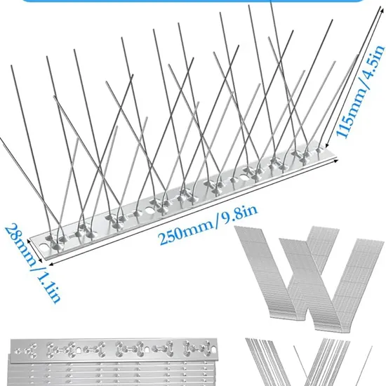 Stainless Steel Fly-Deterrent Bird Wire Mesh Eliminate Pigeons Bird Trap Galvanized Steel Spike 60cm Length 75 Spikes