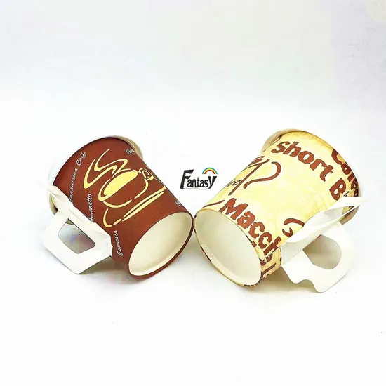 with Lid Coffee Milk Customized Print Tea Paper Handle Single-Layer Cup