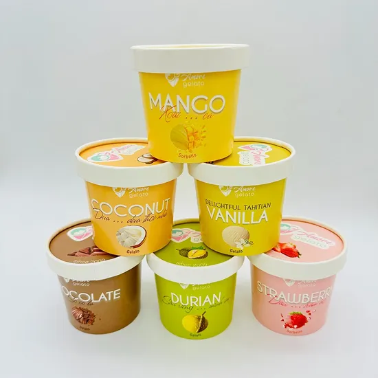 Cold Hot Packaging Paper Custom Food Beverage Disposable Eco-Friendly Icecream Cup