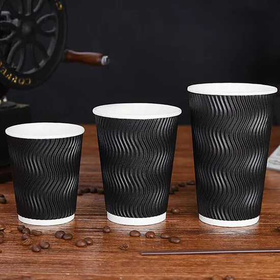 Disposable Biodegradable Ripple Paper Coffee Cups Disposable Tea Cups