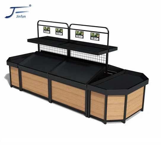 The Range Supermarket Steel Wooden Fruit and Vegetable Display Rack