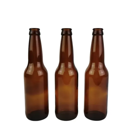 270g 330ml Brown Amber Glass Beer Bottle with Metal Crown Caps