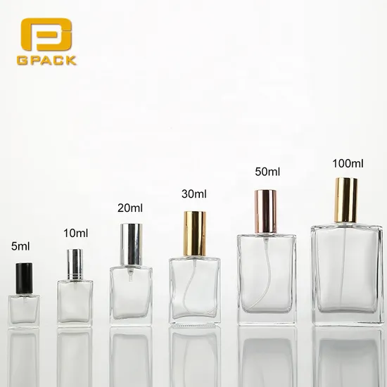 5ml 10ml 20ml 30ml 50ml 100ml Square Rectangle Glass Perfume Bottle Small Mini Glass Bottle Packaging Airless Bottle Pump Printed Hot Stamping Glass Bottles