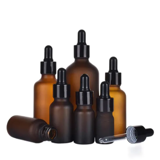 5ml 10ml 15ml 20ml 30ml 50ml 100ml Frosted Amber Glass Essential Oil Bottle Empty Glass Serum Dropper Bottle