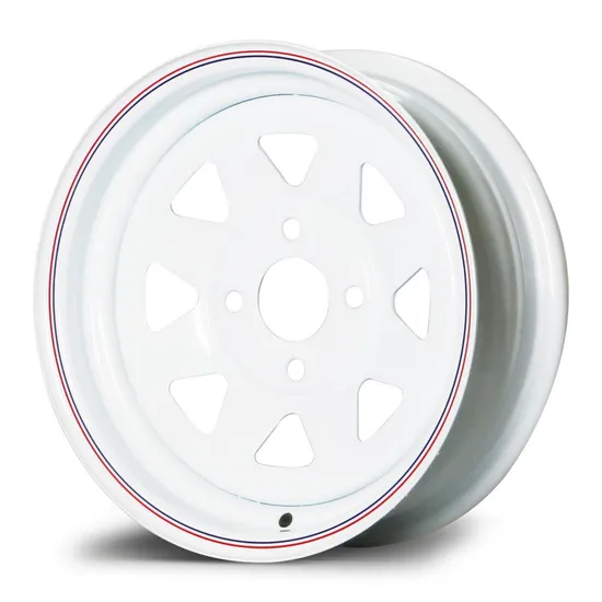 8spoke 1480lbs 4-4.0 PCD White Painted Galvanized 13 15 16 Inch Trailer Alloy Steel Wheel Rim for Marine Boat Utility Camper Catering Cattle RV