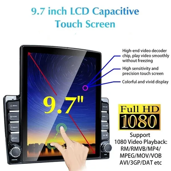 Universal Pioneer 9.7 Inch Touch Screen Android Car Radio OLED Screen DSP Function Android Auto Supported 1DIN GPS Navigation