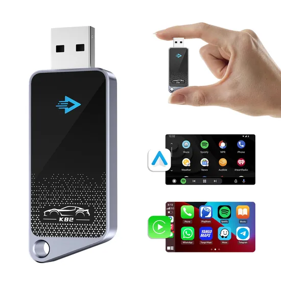 2 in 1 Wireless Carplay Adapter & Android Auto Wireless Adapter Plug&Play Low Latency Fast Connect
