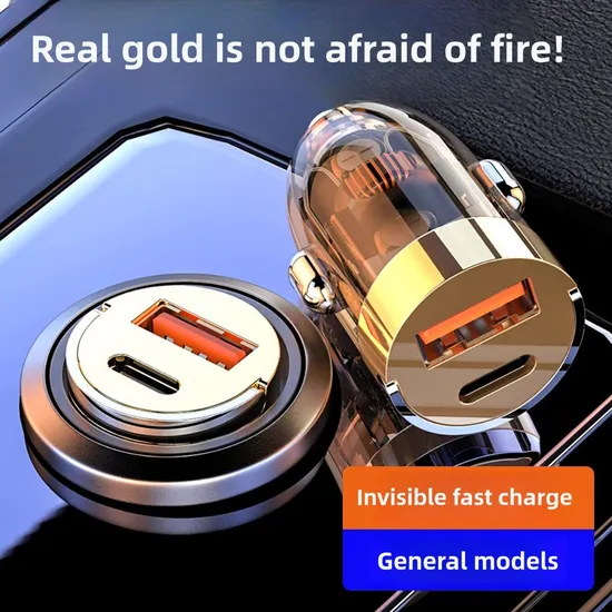 100W Pull Ring Metal Invisible Mini Car Charger QC3.0+Pd30W Super Fast Charging Car Charger From Factory