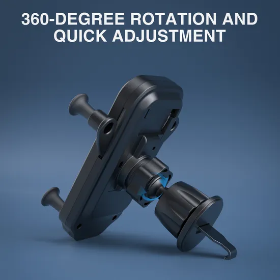 Compact 15W Car Phone Wireless Charger Stand - Durable ABS