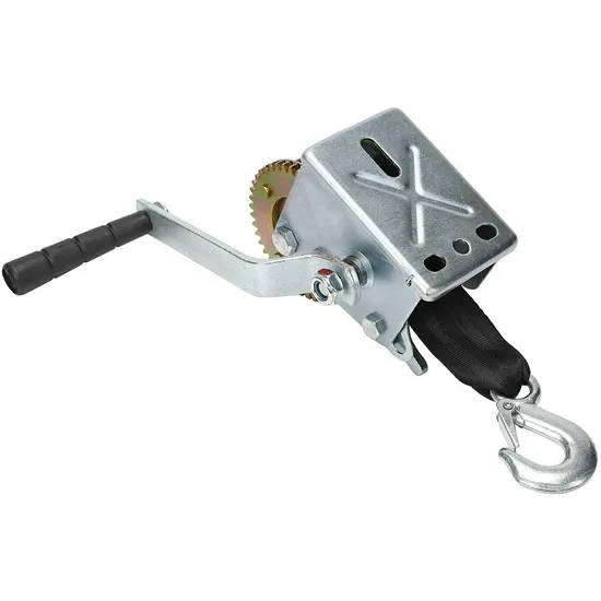 1200lbs Carbon Steel Trailer Hand Winch with 8m Strap Webbing Hand Winch Stable Performance Manual Winch with Rotate Handle (48170002-7)