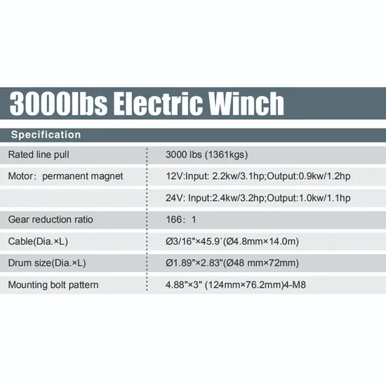 DC 12V 3500lbs off Road 4X4 Car Electric Winch