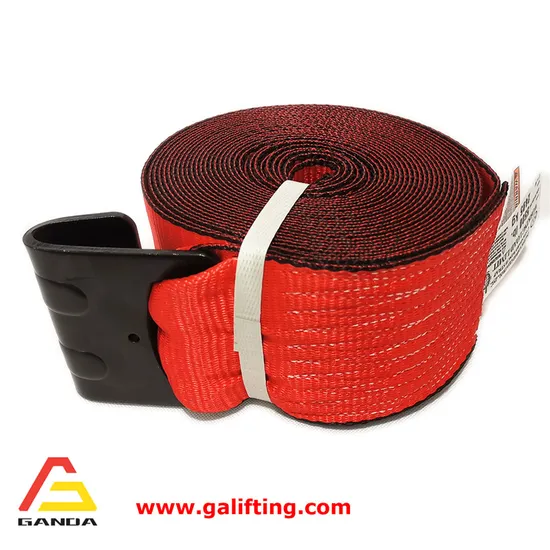 4 Inch Truck Tow Cargo Winch Strap with Black Flat Hook Wll 7300lbs