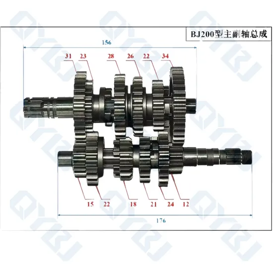 Hxl 200 Motorcycle Engine Parts Motorcycle Main and Countershaft Gear Box Assembly