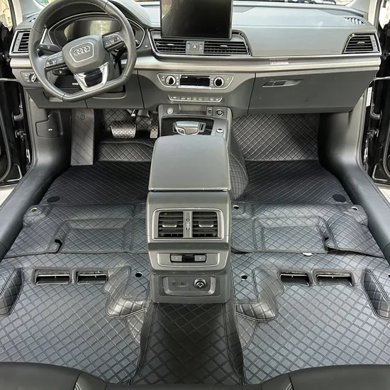 PVC Leather Custom Embroidered Diamond Grid Car Floor Mats Optional Color Custom Car Mats Fit for Car
