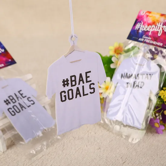 T-Shirt Shaped Paper Air Freshener with Elastic Rope for Promotion
