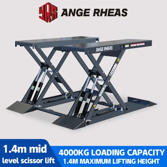 1.4m Movable Scissor Car Lift with Load Capacity of 4 Tons
