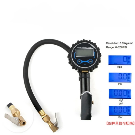 250psi Custom Marker Dial Brass Chuck Hand-Held Automatic Tire Inflator, Auto Parts Tire Pressure Gauge
