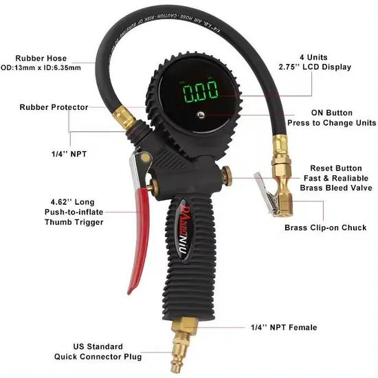 Automobile Tire Pressure Gauge, Digital Air Gauge