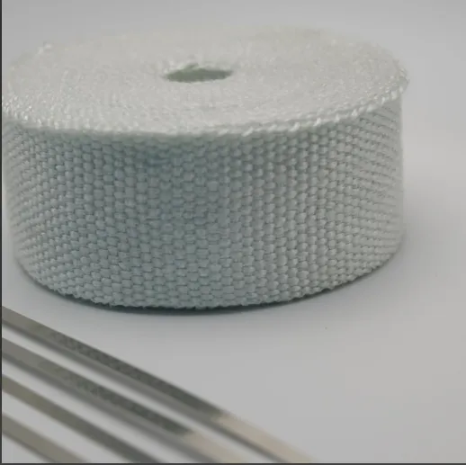 White Fiberglass Tape Heat Resistant Exhaust Pipe Wrap Insulating Wrap