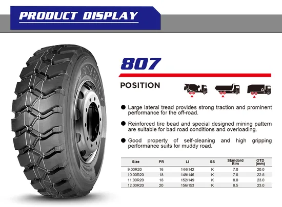 Truck Tire 11.00r20 TBR Tires Heavy Duty Long Mileage ECE R117 DOT