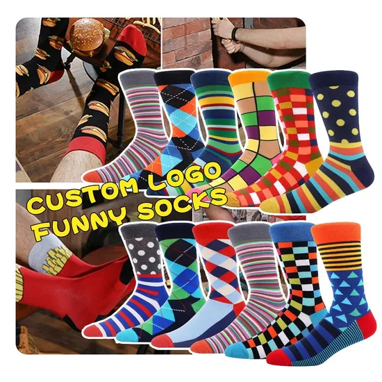 Custom Logo Funny Socks Crazy Colorful Dress Funny Pattern Socks