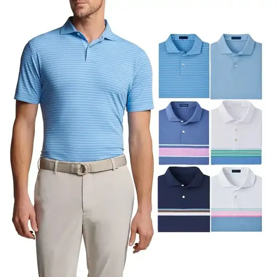 Print Stripes Polyester Spandex Golf Shirts Clothing Golf Polo