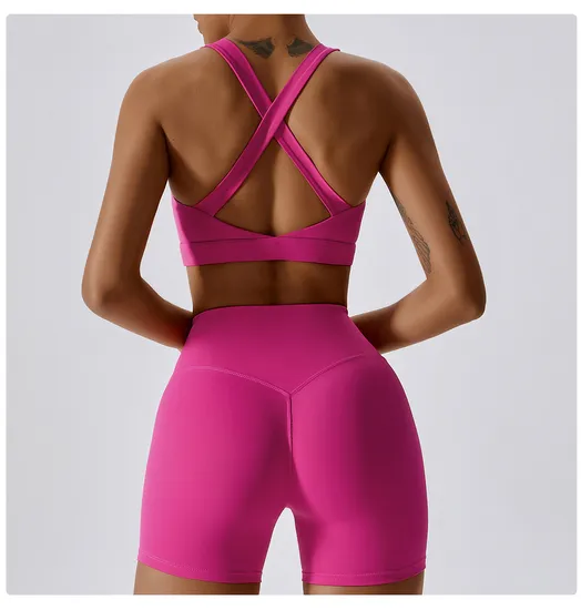 New Women Shorts Set Female Gym Training Fitness Wear Sports Bra 2 Piece Women Yoga Set