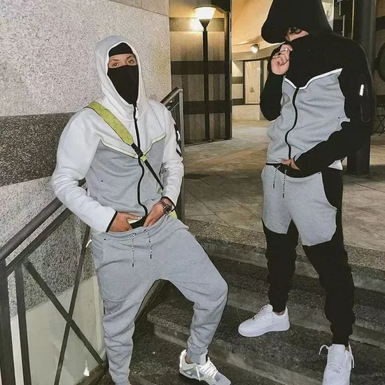 Branded Sportswear Men′s and Women′s Casual Sports Set with Hooded Zipper Sweatshirt, Cross-Border Best Seller Customizable Logo