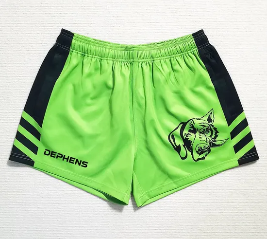 Custom Wholesale High Quality Customized Logo Men Kids Polyester Spandex Australia Country Hunting Fishing Outdoor Zipper Zip Pocket Rugby Football Footy Shorts