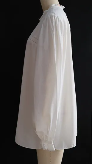 White Women Shirt Lady Blouse Round-Neck Lace Leisure Long-Sleeve