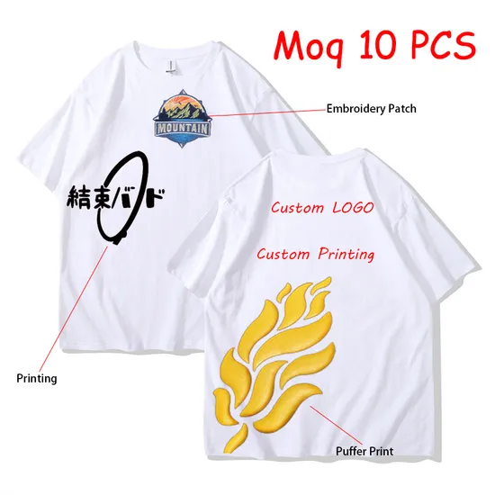 Custom Cotton Low MOQ Short Sleeve T-Shirt Wholesale OEM Heat Print Logo T Shirt