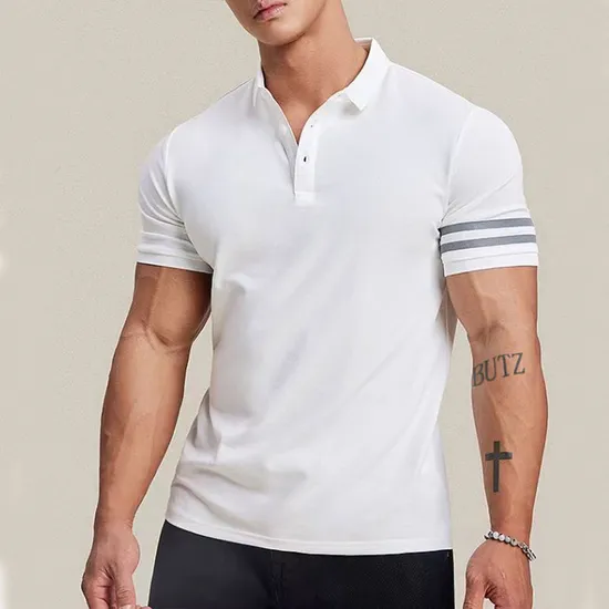 Summer New Design Plain Color Polo T-Shirt with Men