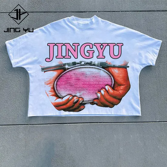 Custom T-Shirt Logo DTG Streetwear Cotton Oversized Heavyweight Cropped T-Shirt
