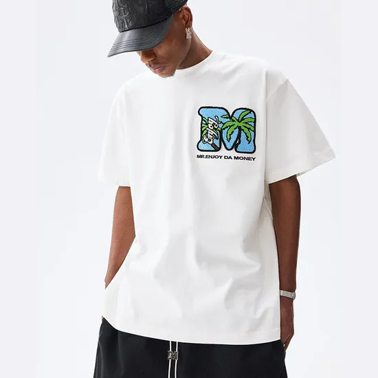 Men′s T-Shirts 2024 High Quality Cotton Gym Tee Loose Drop Shoulder Unisex White Oversize T-Shirt 220GSM