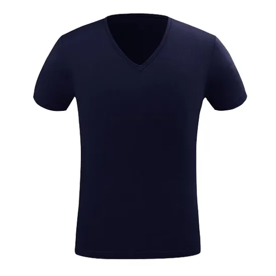 Customize Logo High Quality 100%Cotton V Neck Men T-Shirt