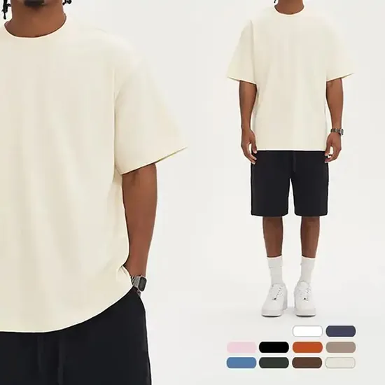 High Quality 200-240 GSM Drop Shoulder Heavyweight T-Shirt Luxury Blank Heavy Cotton Custom Streetwear Oversized T Shirt Man